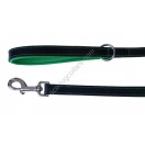 Ace Comfy Matching Leather Lead with PADDED Leather Handle ~ length 44" :: GREEN LINING ::